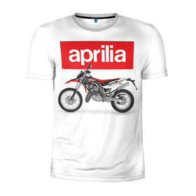 Мужская футболка 3D спортивная с принтом Aprilia enduro в Курске, 100% полиэстер с улучшенными характеристиками | приталенный силуэт, круглая горловина, широкие плечи, сужается к линии бедра | aprilia
