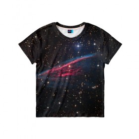 Детская футболка 3D с принтом Астрал в Курске, 100% гипоаллергенный полиэфир | прямой крой, круглый вырез горловины, длина до линии бедер, чуть спущенное плечо, ткань немного тянется | вселенная | галактика | звёзды | космическое пространство | космос | созвездие