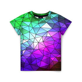 Детская футболка 3D с принтом Стекло мозаики в Курске, 100% гипоаллергенный полиэфир | прямой крой, круглый вырез горловины, длина до линии бедер, чуть спущенное плечо, ткань немного тянется | Тематика изображения на принте: полигон | разноцветный | треугольники