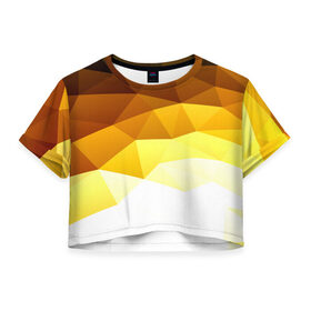 Женская футболка 3D укороченная с принтом Solid Polygon в Курске, 100% полиэстер | круглая горловина, длина футболки до линии талии, рукава с отворотами | геометрия | грани | изгиб | линии | полигоны | постель | сочетан | текстура | треугольники