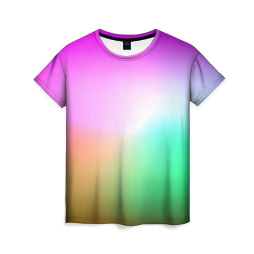 Женская футболка 3D с принтом Сочетание красок в Курске, 100% полиэфир ( синтетическое хлопкоподобное полотно) | прямой крой, круглый вырез горловины, длина до линии бедер | градиент | пятна | разноцветные
