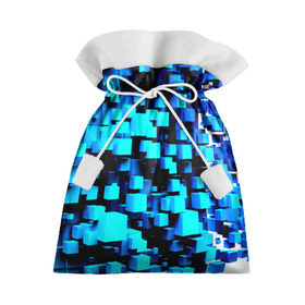 Подарочный 3D мешок с принтом Кубическая текстура в Курске, 100% полиэстер | Размер: 29*39 см | Тематика изображения на принте: кубы | объем | синий