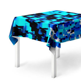 Скатерть 3D с принтом Кубическая текстура в Курске, 100% полиэстер (ткань не мнется и не растягивается) | Размер: 150*150 см | Тематика изображения на принте: кубы | объем | синий