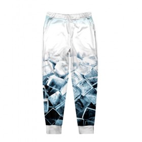 Мужские брюки 3D с принтом Кубики льда в Курске, 100% полиэстер | манжеты по низу, эластичный пояс регулируется шнурком, по бокам два кармана без застежек, внутренняя часть кармана из мелкой сетки | синий