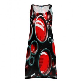 Платье-майка 3D с принтом Texno music в Курске, 100% полиэстер | полуприлегающий силуэт, широкие бретели, круглый вырез горловины, удлиненный подол сзади. | красный | окуляр