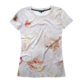 Женская футболка 3D с принтом Белая нежность в Курске, 100% полиэфир ( синтетическое хлопкоподобное полотно) | прямой крой, круглый вырез горловины, длина до линии бедер | белый | лепестки | прикольные картинки | цветочки | цветы