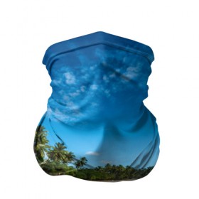 Бандана-труба 3D с принтом Шикарный пляж в Курске, 100% полиэстер, ткань с особыми свойствами — Activecool | плотность 150‒180 г/м2; хорошо тянется, но сохраняет форму | Тематика изображения на принте: вода | голубое небо | жара | загар | зной | каникулы | купание | море | океан | отдых | отпуск | пальмы | песок | приключение | путешествие | туризм