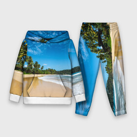 Детский костюм 3D (с толстовкой) с принтом Шикарный пляж в Курске,  |  | Тематика изображения на принте: вода | голубое небо | жара | загар | зной | каникулы | купание | море | океан | отдых | отпуск | пальмы | песок | приключение | путешествие | туризм