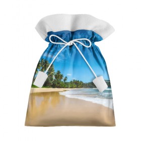 Подарочный 3D мешок с принтом Шикарный пляж в Курске, 100% полиэстер | Размер: 29*39 см | Тематика изображения на принте: вода | голубое небо | жара | загар | зной | каникулы | купание | море | океан | отдых | отпуск | пальмы | песок | приключение | путешествие | туризм