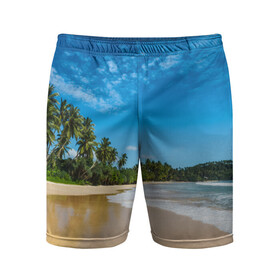 Мужские шорты 3D спортивные с принтом Шикарный пляж в Курске,  |  | вода | голубое небо | жара | загар | зной | каникулы | купание | море | океан | отдых | отпуск | пальмы | песок | приключение | путешествие | туризм