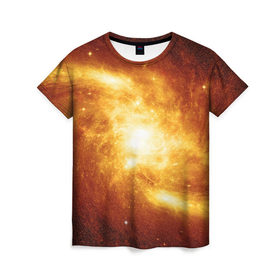 Женская футболка 3D с принтом Огненная галактика в Курске, 100% полиэфир ( синтетическое хлопкоподобное полотно) | прямой крой, круглый вырез горловины, длина до линии бедер | вселенная | галактика | звёзды | земля | комета | космос | метеориты | метеоры | млечный путь | орбита | планеты | солнечная система | солнце