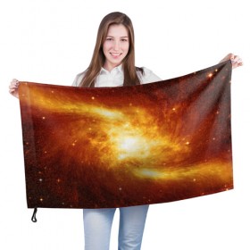 Флаг 3D с принтом Огненная галактика в Курске, 100% полиэстер | плотность ткани — 95 г/м2, размер — 67 х 109 см. Принт наносится с одной стороны | вселенная | галактика | звёзды | земля | комета | космос | метеориты | метеоры | млечный путь | орбита | планеты | солнечная система | солнце