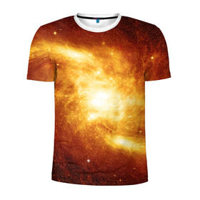 Мужская футболка 3D спортивная с принтом Огненная галактика в Курске, 100% полиэстер с улучшенными характеристиками | приталенный силуэт, круглая горловина, широкие плечи, сужается к линии бедра | вселенная | галактика | звёзды | земля | комета | космос | метеориты | метеоры | млечный путь | орбита | планеты | солнечная система | солнце