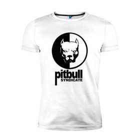 Мужская футболка премиум с принтом Питбуль в Курске, 92% хлопок, 8% лайкра | приталенный силуэт, круглый вырез ворота, длина до линии бедра, короткий рукав | питбуль | собака