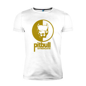 Мужская футболка премиум с принтом Питбуль в Курске, 92% хлопок, 8% лайкра | приталенный силуэт, круглый вырез ворота, длина до линии бедра, короткий рукав | youtube | игры | питбуль | смотра | собака