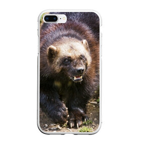 Чехол для iPhone 7Plus/8 Plus матовый с принтом Росомаха в Курске, Силикон | Область печати: задняя сторона чехла, без боковых панелей | животные | лес | медведи | охота | природа | туризм
