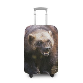 Чехол для чемодана 3D с принтом Росомаха в Курске, 86% полиэфир, 14% спандекс | двустороннее нанесение принта, прорези для ручек и колес | животные | лес | медведи | охота | природа | туризм