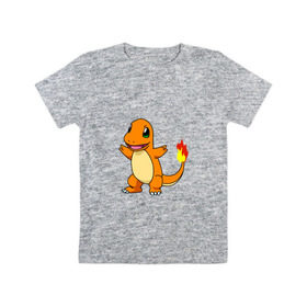 Детская футболка хлопок с принтом Чармандер в Курске, 100% хлопок | круглый вырез горловины, полуприлегающий силуэт, длина до линии бедер | покемон | чармандер
