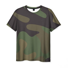 Мужская футболка 3D с принтом Камуфляж (хаки) в Курске, 100% полиэфир | прямой крой, круглый вырез горловины, длина до линии бедер | camouflage | камуфляж | хаки