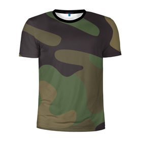 Мужская футболка 3D спортивная с принтом Камуфляж (хаки) в Курске, 100% полиэстер с улучшенными характеристиками | приталенный силуэт, круглая горловина, широкие плечи, сужается к линии бедра | camouflage | камуфляж | хаки