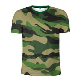 Мужская футболка 3D спортивная с принтом Лесной камуфляж в Курске, 100% полиэстер с улучшенными характеристиками | приталенный силуэт, круглая горловина, широкие плечи, сужается к линии бедра | camouflage | forest camouflage | камуфляж | лесной камуфляж