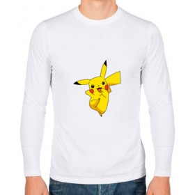 Мужской лонгслив хлопок с принтом Pikachu Smile в Курске, 100% хлопок |  | пикачу | покемон
