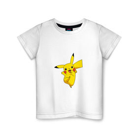Детская футболка хлопок с принтом Pikachu Smile в Курске, 100% хлопок | круглый вырез горловины, полуприлегающий силуэт, длина до линии бедер | пикачу | покемон