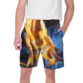 Мужские шорты 3D с принтом Пламя в Курске,  полиэстер 100% | прямой крой, два кармана без застежек по бокам. Мягкая трикотажная резинка на поясе, внутри которой широкие завязки. Длина чуть выше колен | 