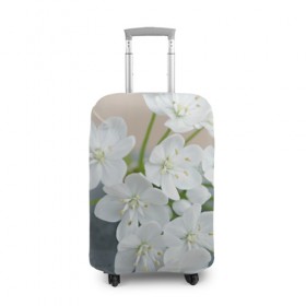 Чехол для чемодана 3D с принтом Белые цветочки 3 в Курске, 86% полиэфир, 14% спандекс | двустороннее нанесение принта, прорези для ручек и колес | белый | цветок | цветы
