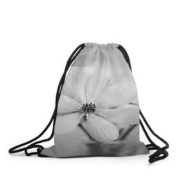 Рюкзак-мешок 3D с принтом Белые цветочки 4 в Курске, 100% полиэстер | плотность ткани — 200 г/м2, размер — 35 х 45 см; лямки — толстые шнурки, застежка на шнуровке, без карманов и подкладки | белый | монгохромный | цветок | цветы
