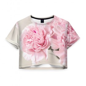 Женская футболка 3D укороченная с принтом Розовый цветок 5 в Курске, 100% полиэстер | круглая горловина, длина футболки до линии талии, рукава с отворотами | розовый | цветок | цветы