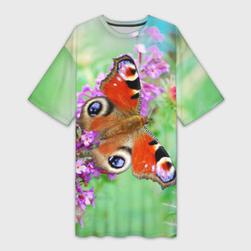 Платье-футболка 3D с принтом Прелесть в Курске,  |  | бабочка | лепестки | прикольные картинки | природа | цветочки | цветы