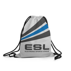 Рюкзак-мешок 3D с принтом ESL в Курске, 100% полиэстер | плотность ткани — 200 г/м2, размер — 35 х 45 см; лямки — толстые шнурки, застежка на шнуровке, без карманов и подкладки | cs go | cyber | dota 2 | progamer | sport | киберспорт