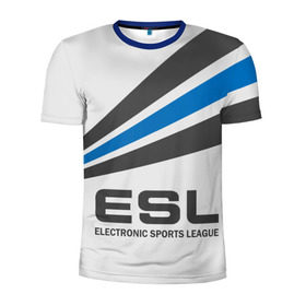 Мужская футболка 3D спортивная с принтом ESL в Курске, 100% полиэстер с улучшенными характеристиками | приталенный силуэт, круглая горловина, широкие плечи, сужается к линии бедра | cs go | cyber | dota 2 | progamer | sport | киберспорт