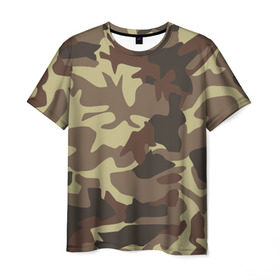 Мужская футболка 3D с принтом Коричневый камуфляж в Курске, 100% полиэфир | прямой крой, круглый вырез горловины, длина до линии бедер | camo | camouflage | камо | хаки