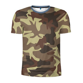 Мужская футболка 3D спортивная с принтом Коричневый камуфляж в Курске, 100% полиэстер с улучшенными характеристиками | приталенный силуэт, круглая горловина, широкие плечи, сужается к линии бедра | camo | camouflage | камо | хаки