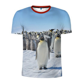 Мужская футболка 3D спортивная с принтом Пингвины в Курске, 100% полиэстер с улучшенными характеристиками | приталенный силуэт, круглая горловина, широкие плечи, сужается к линии бедра | пингвин
