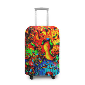 Чехол для чемодана 3D с принтом Краска в Курске, 86% полиэфир, 14% спандекс | двустороннее нанесение принта, прорези для ручек и колес | брызги | разноцветный | стекло