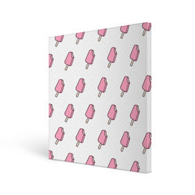 Холст квадратный с принтом Мороженое розовое в Курске, 100% ПВХ |  | ice cream | мода | мороженое | тренд