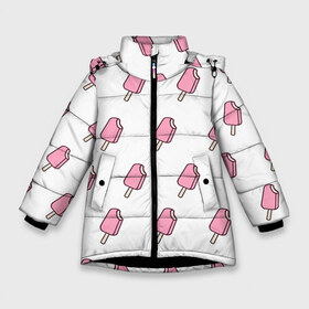 Зимняя куртка для девочек 3D с принтом Мороженое розовое в Курске, ткань верха — 100% полиэстер; подклад — 100% полиэстер, утеплитель — 100% полиэстер. | длина ниже бедра, удлиненная спинка, воротник стойка и отстегивающийся капюшон. Есть боковые карманы с листочкой на кнопках, утяжки по низу изделия и внутренний карман на молнии. 

Предусмотрены светоотражающий принт на спинке, радужный светоотражающий элемент на пуллере молнии и на резинке для утяжки. | ice cream | мода | мороженое | тренд