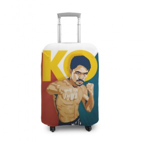 Чехол для чемодана 3D с принтом KO в Курске, 86% полиэфир, 14% спандекс | двустороннее нанесение принта, прорези для ручек и колес | мэнни пакьяо