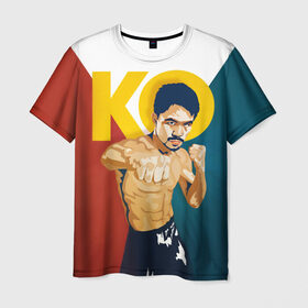 Мужская футболка 3D с принтом KO в Курске, 100% полиэфир | прямой крой, круглый вырез горловины, длина до линии бедер | Тематика изображения на принте: мэнни пакьяо