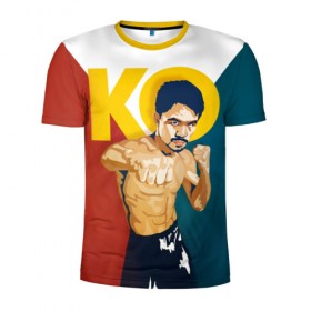 Мужская футболка 3D спортивная с принтом KO в Курске, 100% полиэстер с улучшенными характеристиками | приталенный силуэт, круглая горловина, широкие плечи, сужается к линии бедра | мэнни пакьяо
