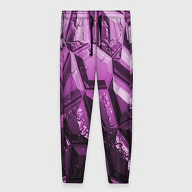Женские брюки 3D с принтом Каменная кладка фиолетовая в Курске, полиэстер 100% | прямой крой, два кармана без застежек по бокам, с мягкой трикотажной резинкой на поясе и по низу штанин. В поясе для дополнительного комфорта — широкие завязки | 