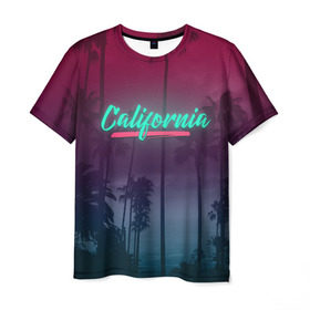 Мужская футболка 3D с принтом California в Курске, 100% полиэфир | прямой крой, круглый вырез горловины, длина до линии бедер | america | california | city | state | sun. summer | америка | город | калифорния | лето | солнце | штат
