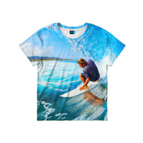 Детская футболка 3D с принтом Лето в Курске, 100% гипоаллергенный полиэфир | прямой крой, круглый вырез горловины, длина до линии бедер, чуть спущенное плечо, ткань немного тянется | берег | волна | лето | море | отдых | серфинг