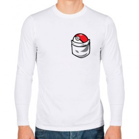 Мужской лонгслив хлопок с принтом pokeball в Курске, 100% хлопок |  | Тематика изображения на принте: 