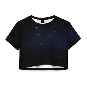 Женская футболка 3D укороченная с принтом Deep Space в Курске, 100% полиэстер | круглая горловина, длина футболки до линии талии, рукава с отворотами | star | звезды