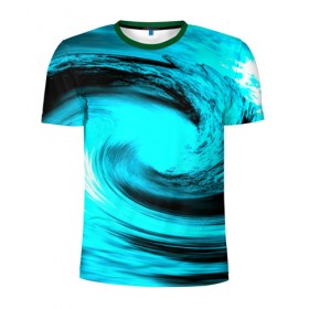 Мужская футболка 3D спортивная с принтом Water в Курске, 100% полиэстер с улучшенными характеристиками | приталенный силуэт, круглая горловина, широкие плечи, сужается к линии бедра | Тематика изображения на принте: водоворот | яркий