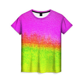 Женская футболка 3D с принтом color в Курске, 100% полиэфир ( синтетическое хлопкоподобное полотно) | прямой крой, круглый вырез горловины, длина до линии бедер | кислотный | яркий